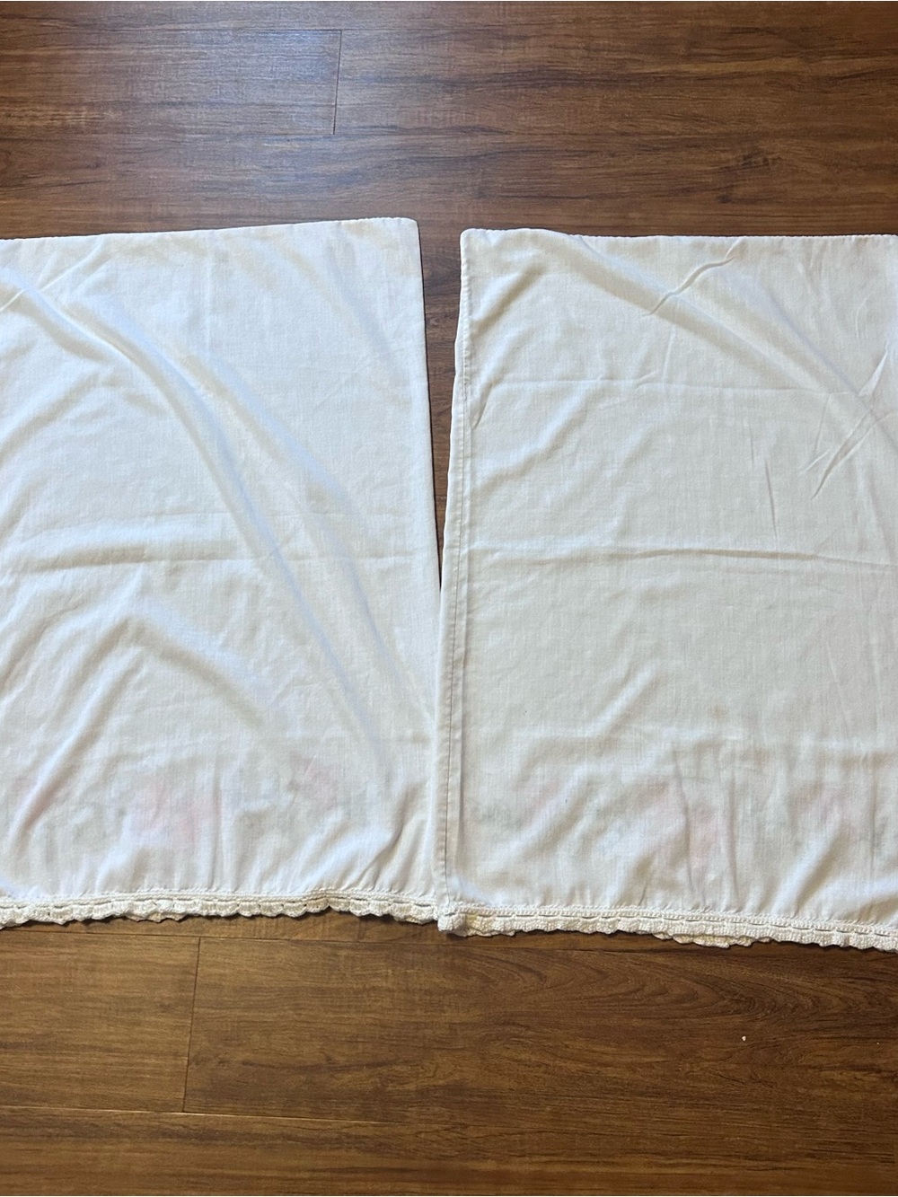 Vintage White Pillowcase Pair with Pink Butterfly Embroidery - Picture 6 of 6